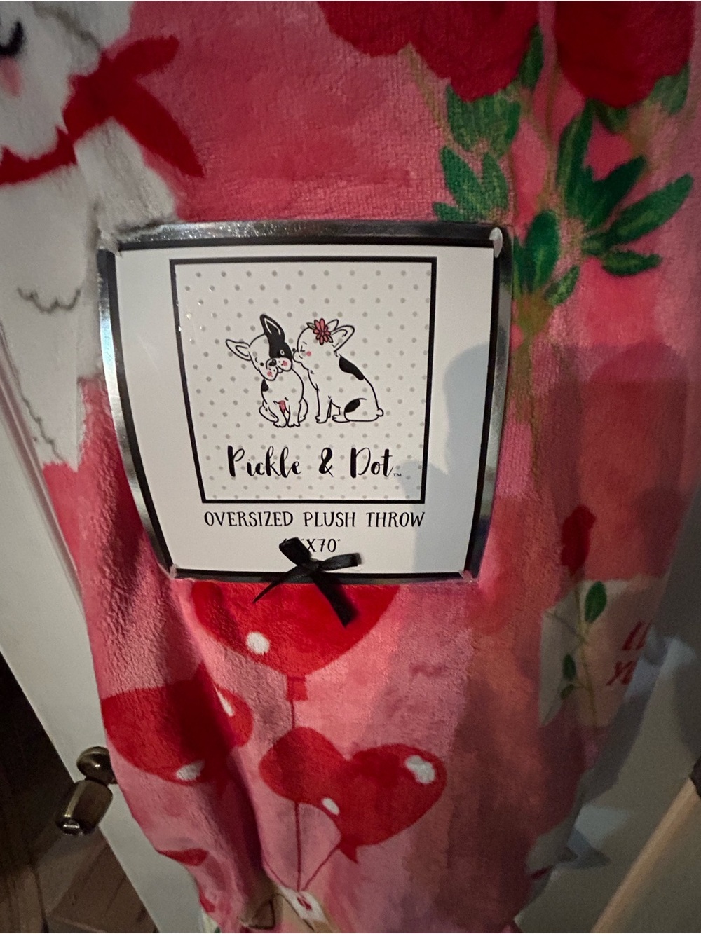 Pickle & Dot Cozy Puppy Love Throw Blanket - Picture 2 of 4